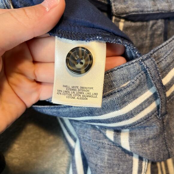 Anthropologie Womens Beachy Wide Leg Pants Linen Blend Blue White Striped Size 4 - Picture 5 of 6